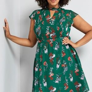 Modcloth Cat Print A-Line Dress NWOT XL